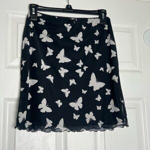 Wild Fable S Black and White Butterfly mesh Print Skirt